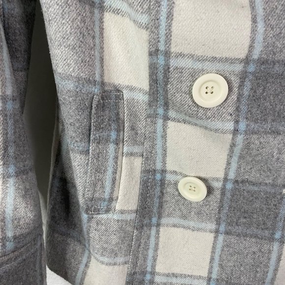 Old Navy Women Plaid Gray White Light blue Silky liner Coat Jacket Sz Small - Picture 4 of 13
